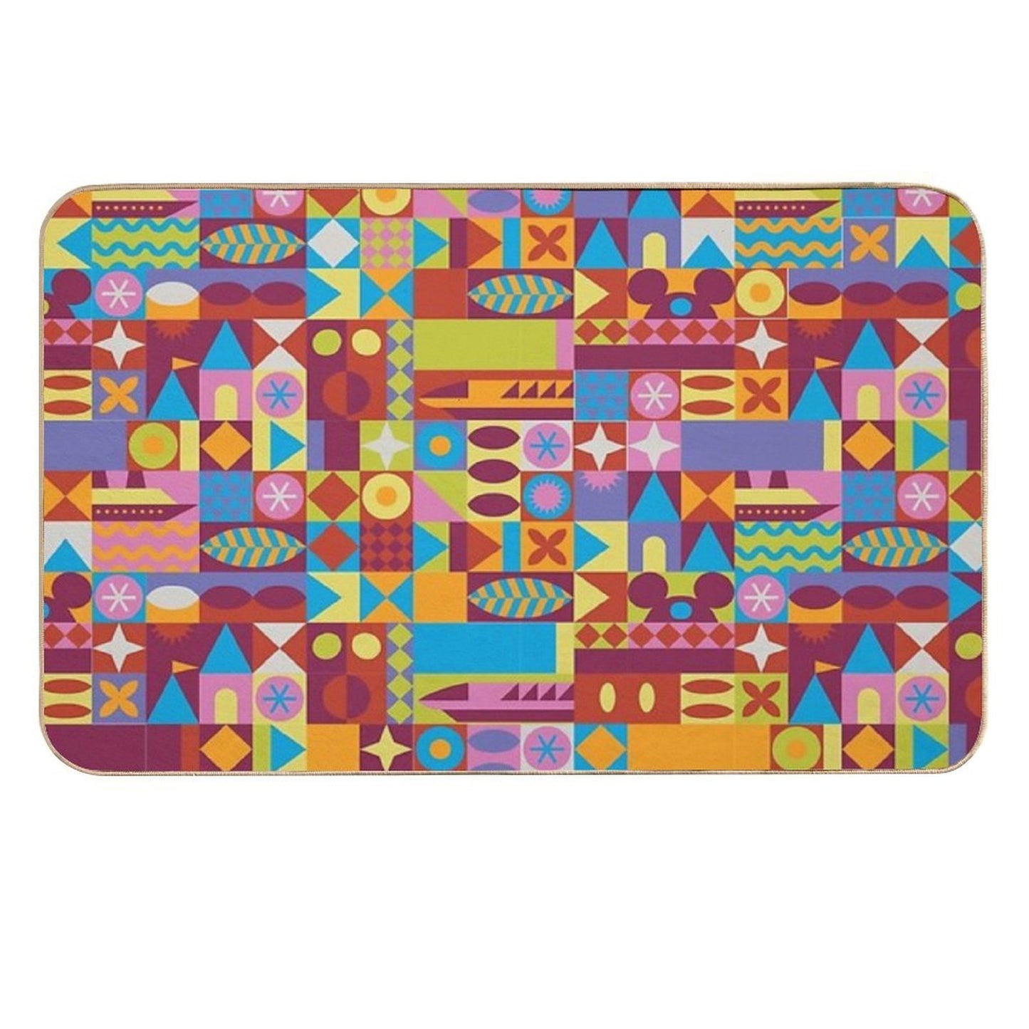 Retro Color Blocks  Dirt-Trapping Bath Mat