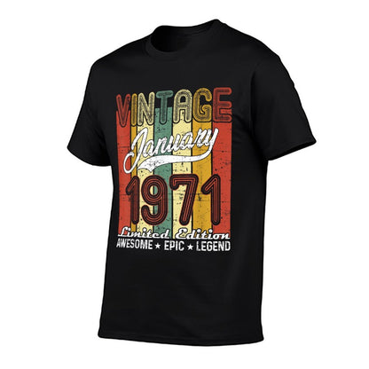 Limited Edition January 1971 50th Birthday Gift Vintage  Stretchy T-Shirt
