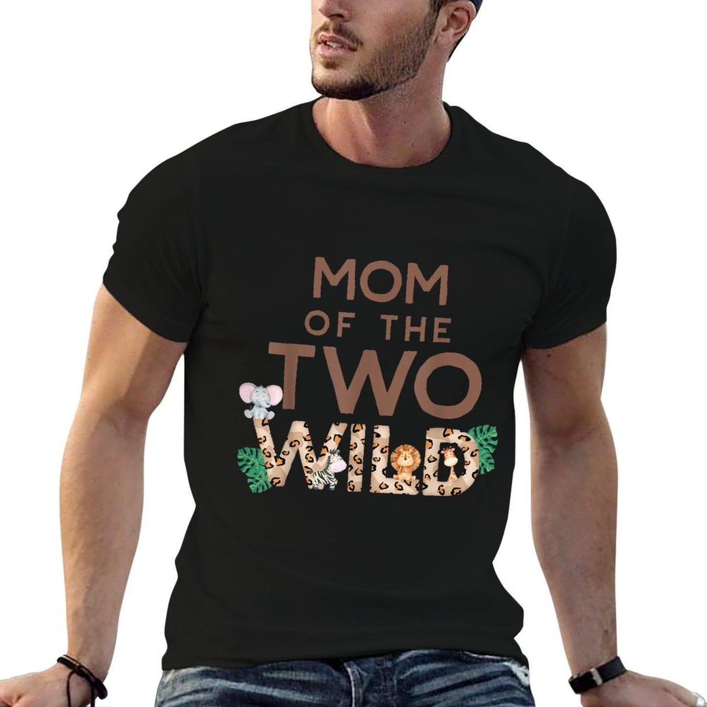 Mom of The Two Wild Animal Safari 2nd Birthday Theme Family  Fade-proof Color T-Shirt