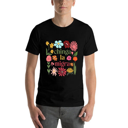Subtle Floral Chinga La Migra Anti Ice Immigrant Rights  Moisture-wicking T-Shirt
