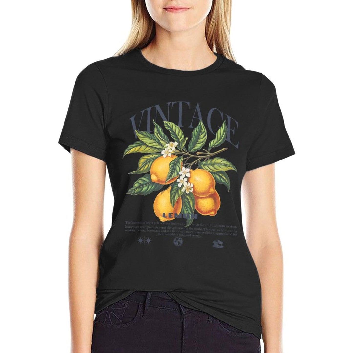 Lemon Fruit Vintage  Rolled Sleeves T-Shirt