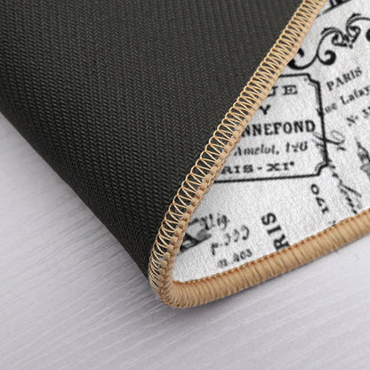 Vintage Paris Black And White Nostalgic Pattern  Eco-Friendly Bath Mat