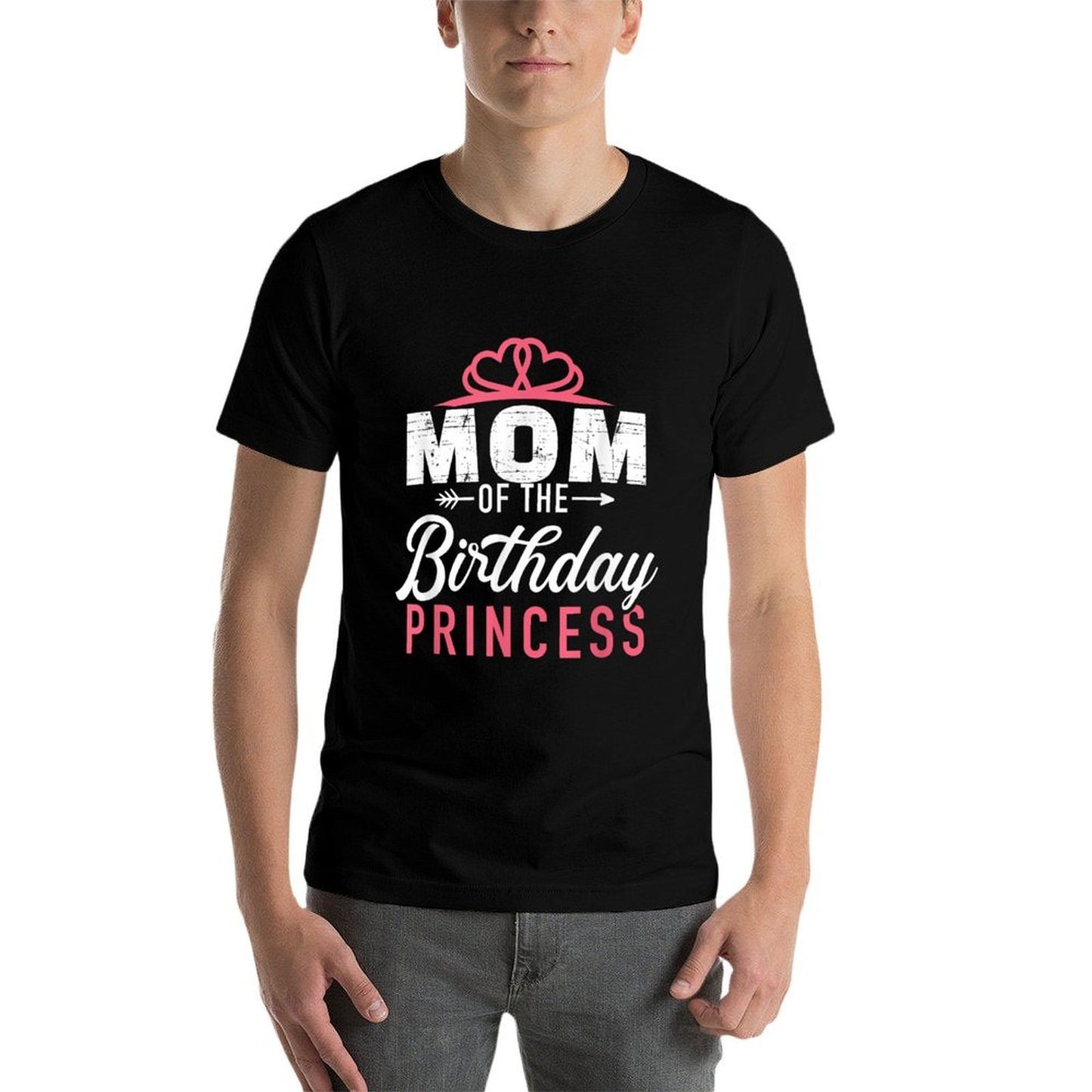 Mom of The Birthday Princess Girl  Fade-proof Color T-Shirt