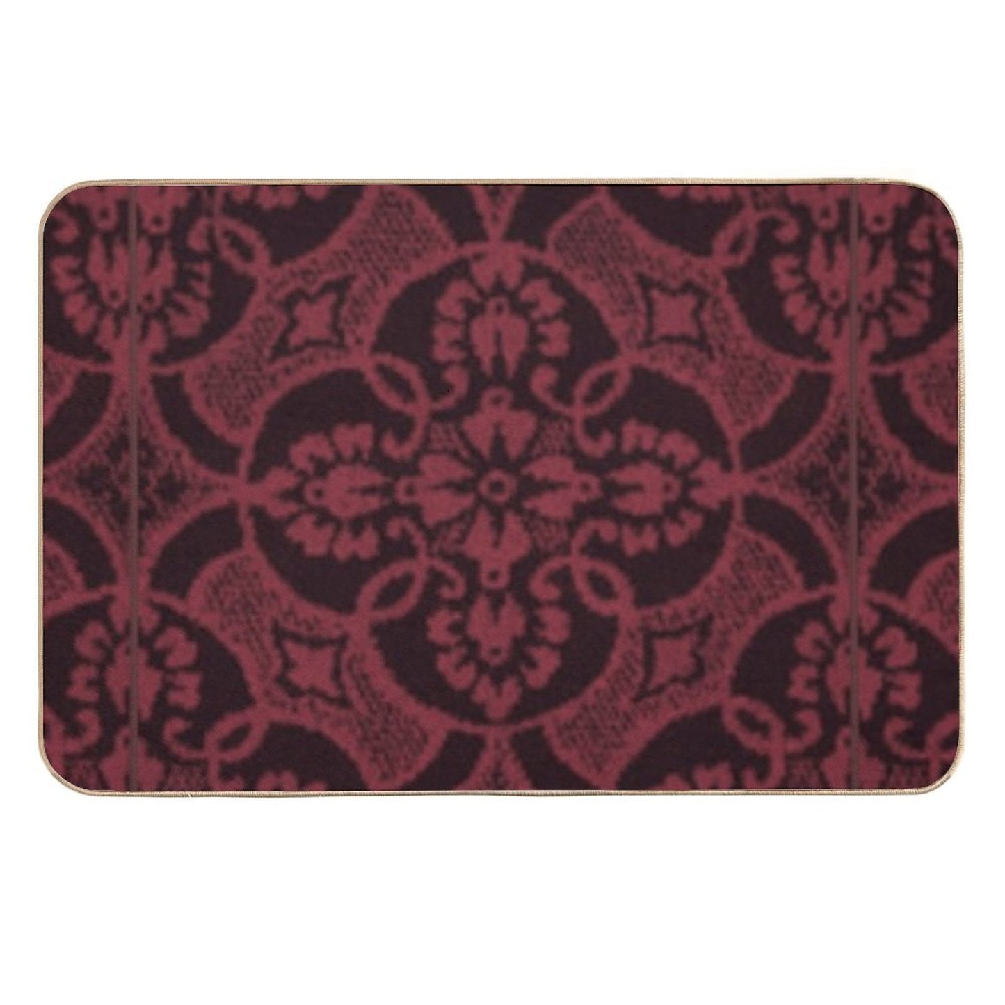 2023 Luscious Red Floral Pattern  Toxin-Free Bath Mat
