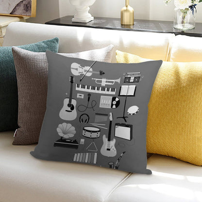 Music Things Soft Reinforced Edging Throw Pillow