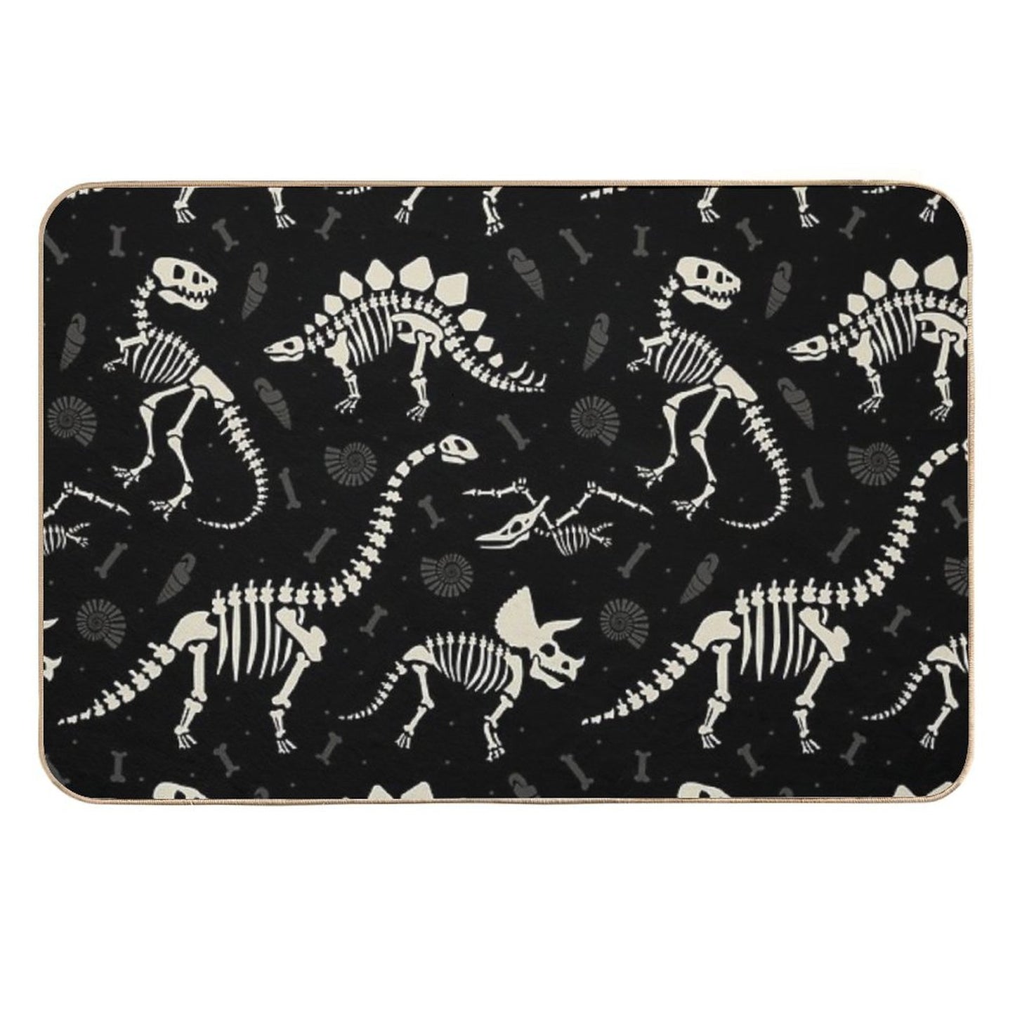 Dinosaur Fossils in Black  High-Traffic Bath Mat
