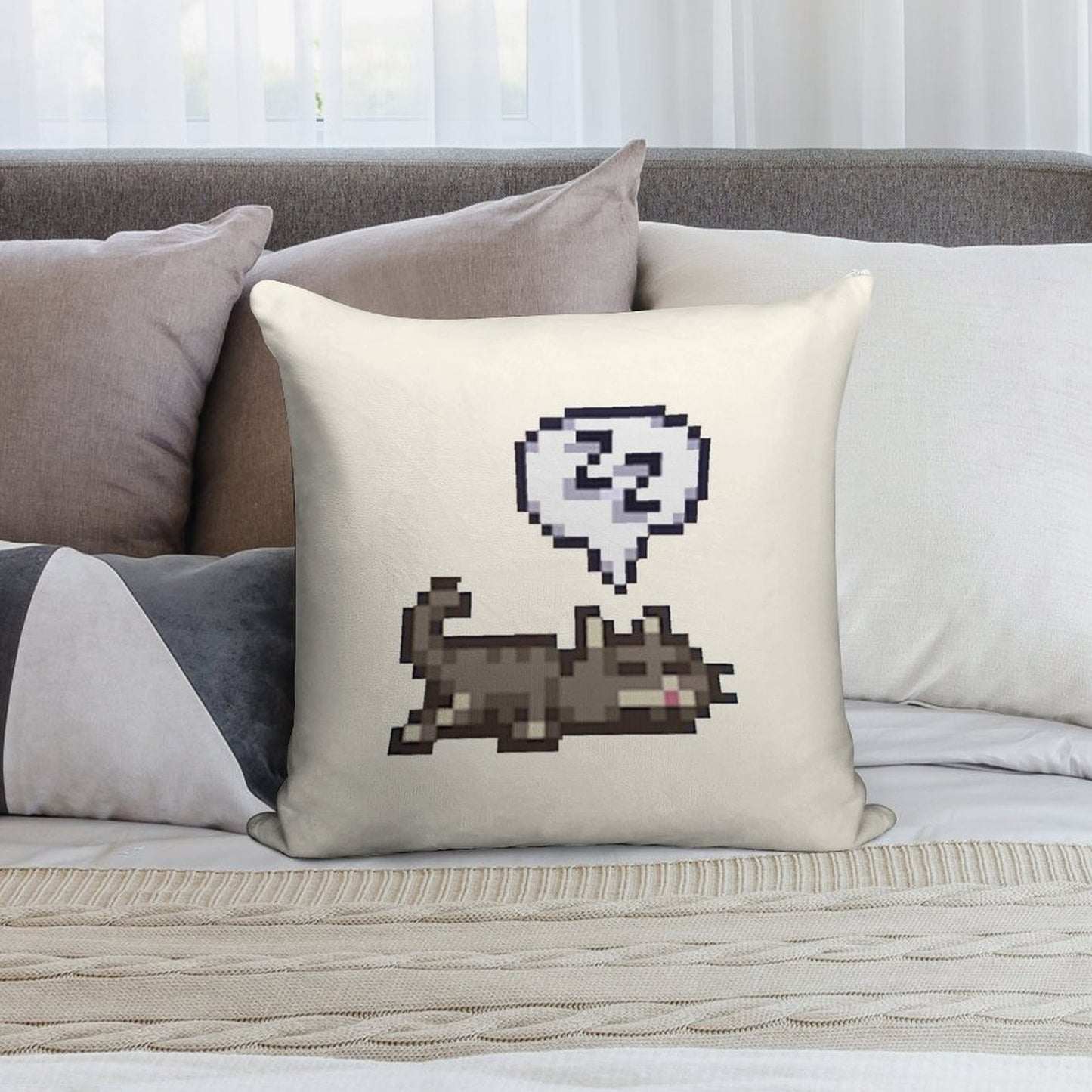 Stardew Valley Sleeping Cat Sploot Soft Reinforced Edging Throw Pillow