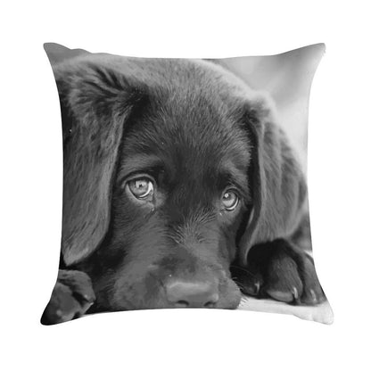 Black Lab Puppy - Chocolate Lab Puppy - Black & White Puppy Soft High-Density Material Throw Pillow