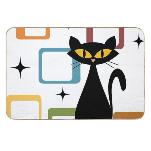Mid Century Black Cat  Absorbent Bath Mat