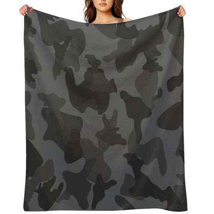 Camouflage Black Grey Night Camo Easy Care Throw Blanket