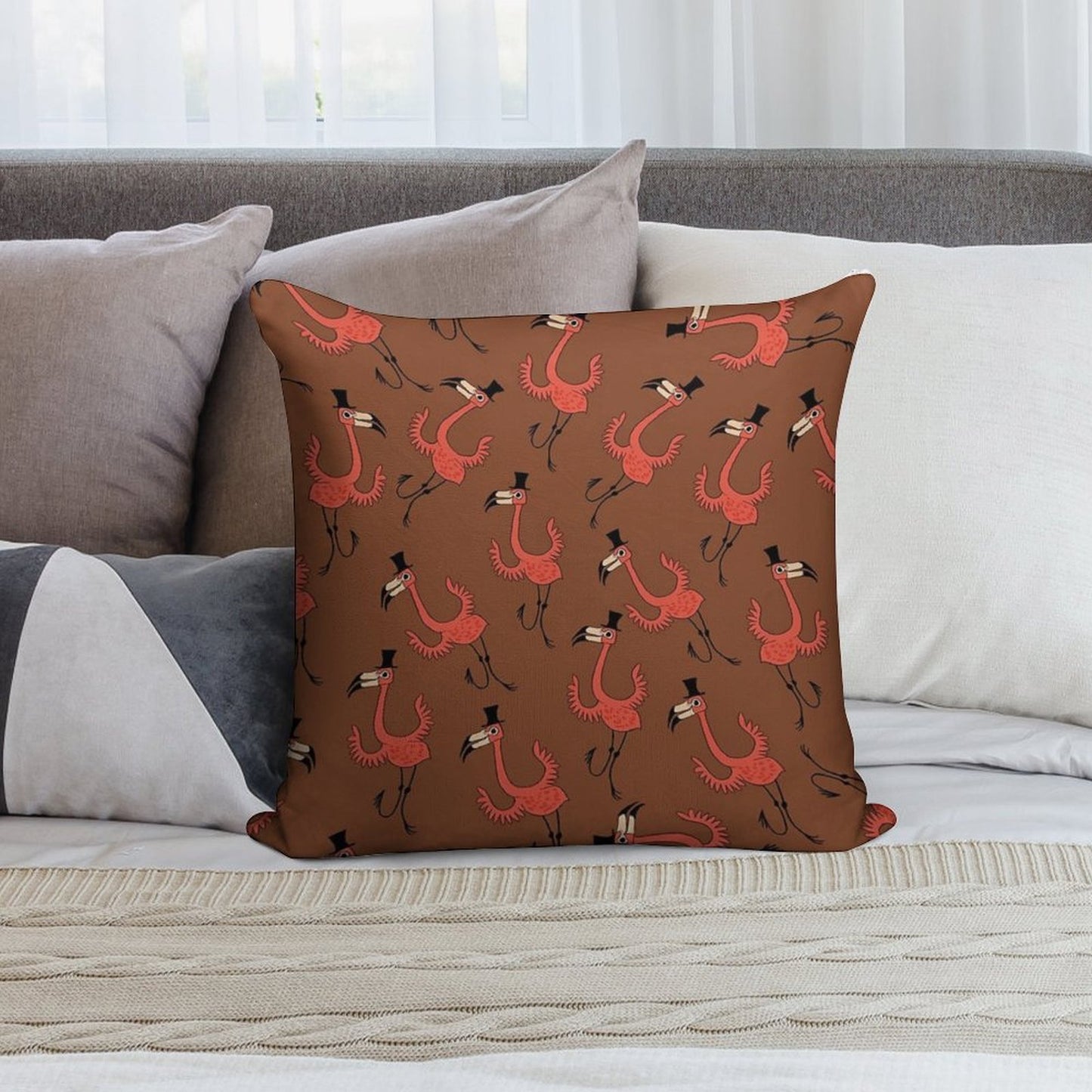 Flamingo Dance Party Soft High-Density Material Throw Pillow