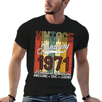 Limited Edition January 1971 50th Birthday Gift Vintage  Stretchy T-Shirt