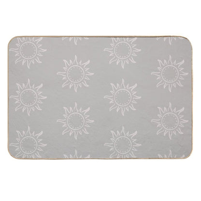 Cute Boho Sun Pattern Bohemian Aesthetic In Muted Colors Taupe  Slip-Resistant Bath Mat