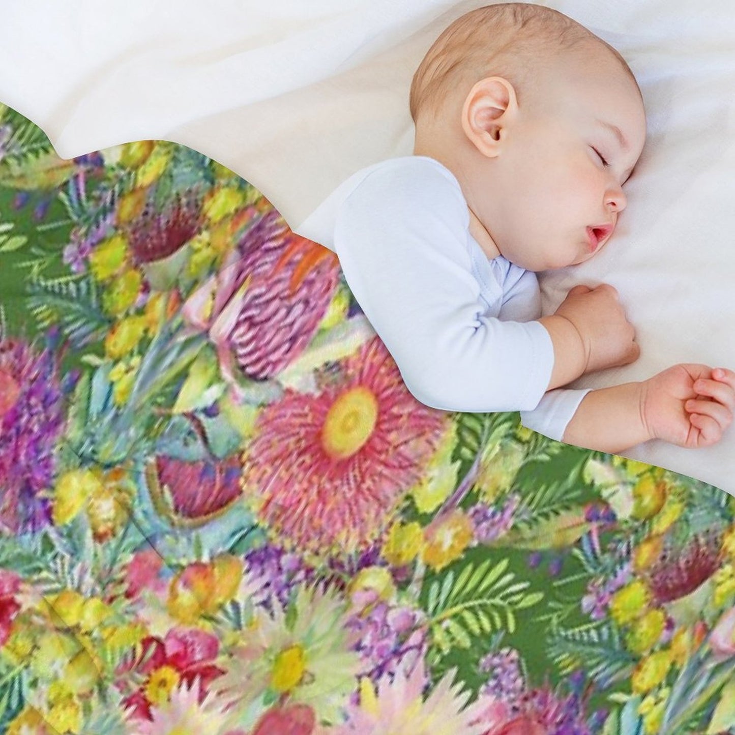 Australian Wildflowers Summer Green Machine-washable Throw Blanket