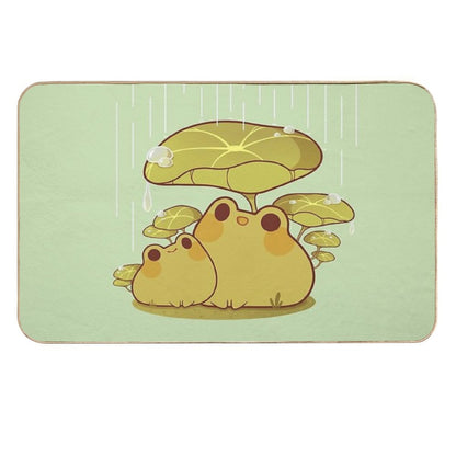 Froggies Together in The Rain  Absorbent Bath Mat