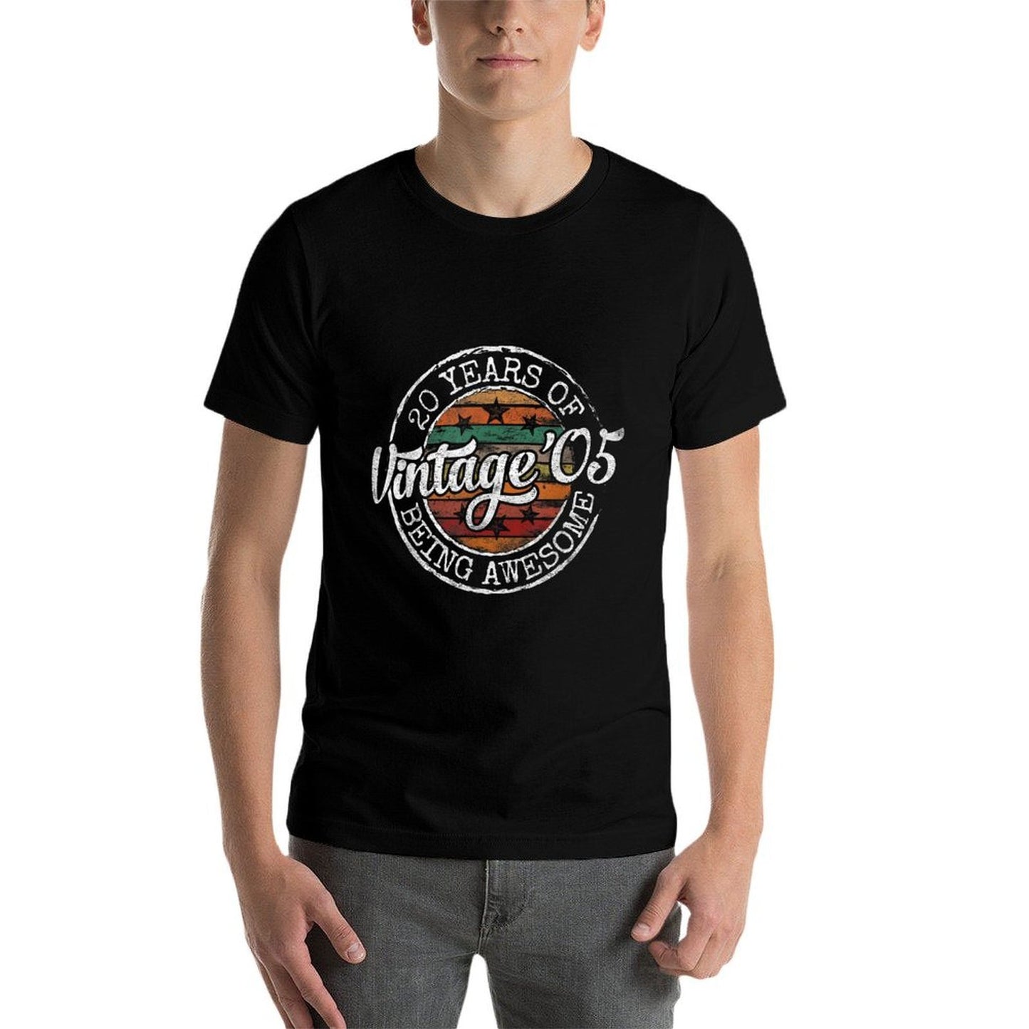 Vintage 2005 Bday Stamp 20th Birthday Gifts 20 Year Old  Rolled Sleeves T-Shirt