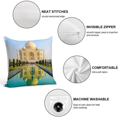 Reflection Of Taj Mahal Soft High-Density Material Throw Pillow