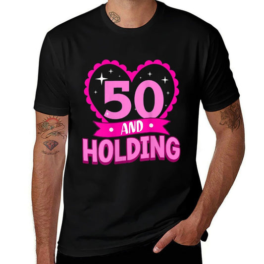 Womens 50 And Holding 50th Birthday for Her Fiftieth Bday  Heathered Texture T-Shirt