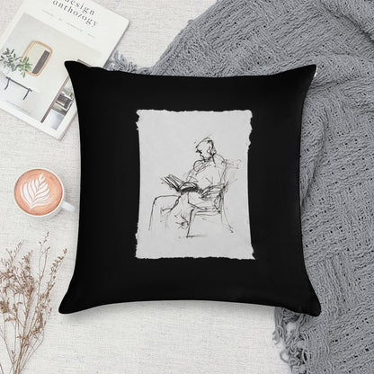 Abstract  Sketch of Person Reading Book in Armchair Soft Multiple Sizes Throw Pillow