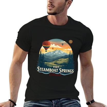 Steamboat Springs Colorado Skiing Sunset Hot Air Balloon  Classic T-Shirt
