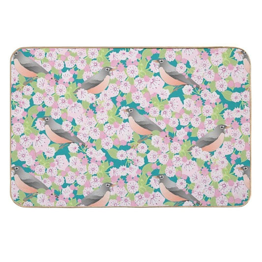 Conneticut State Flower And Bird  Non-Slip Bath Mat