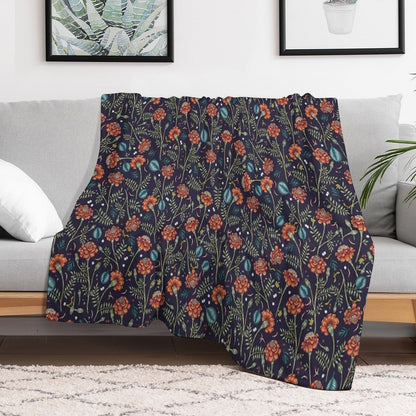 French Marigold Meadow Shrink-resistant Throw Blanket