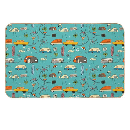 Vintage Kitsch Blue #midcentury  Slip-Resistant Bath Mat
