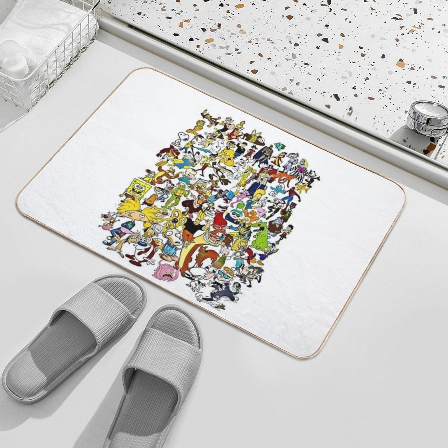 90s Cartoons 80s Classic Tv Kids  Eco-Friendly Bath Mat