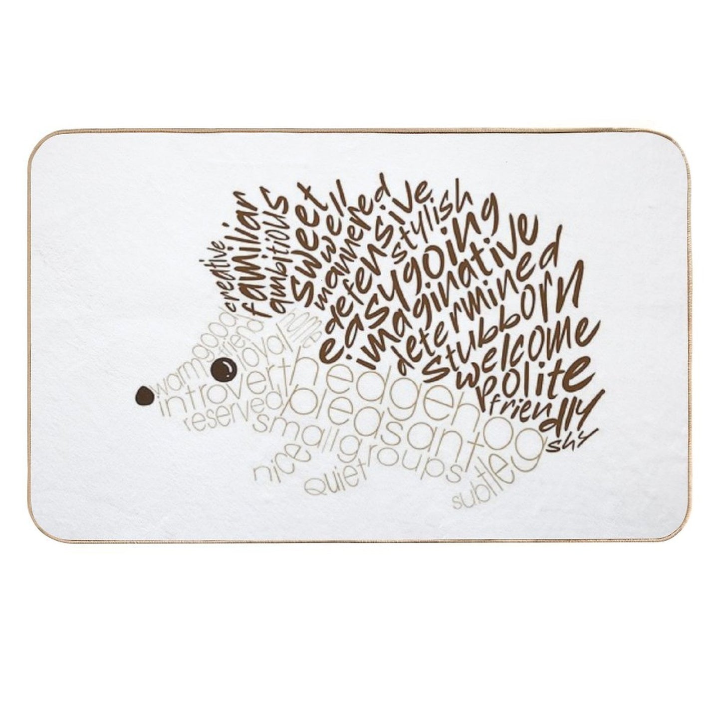 Brown Hedgehog Spirit Animal  Non-Slip Bath Mat