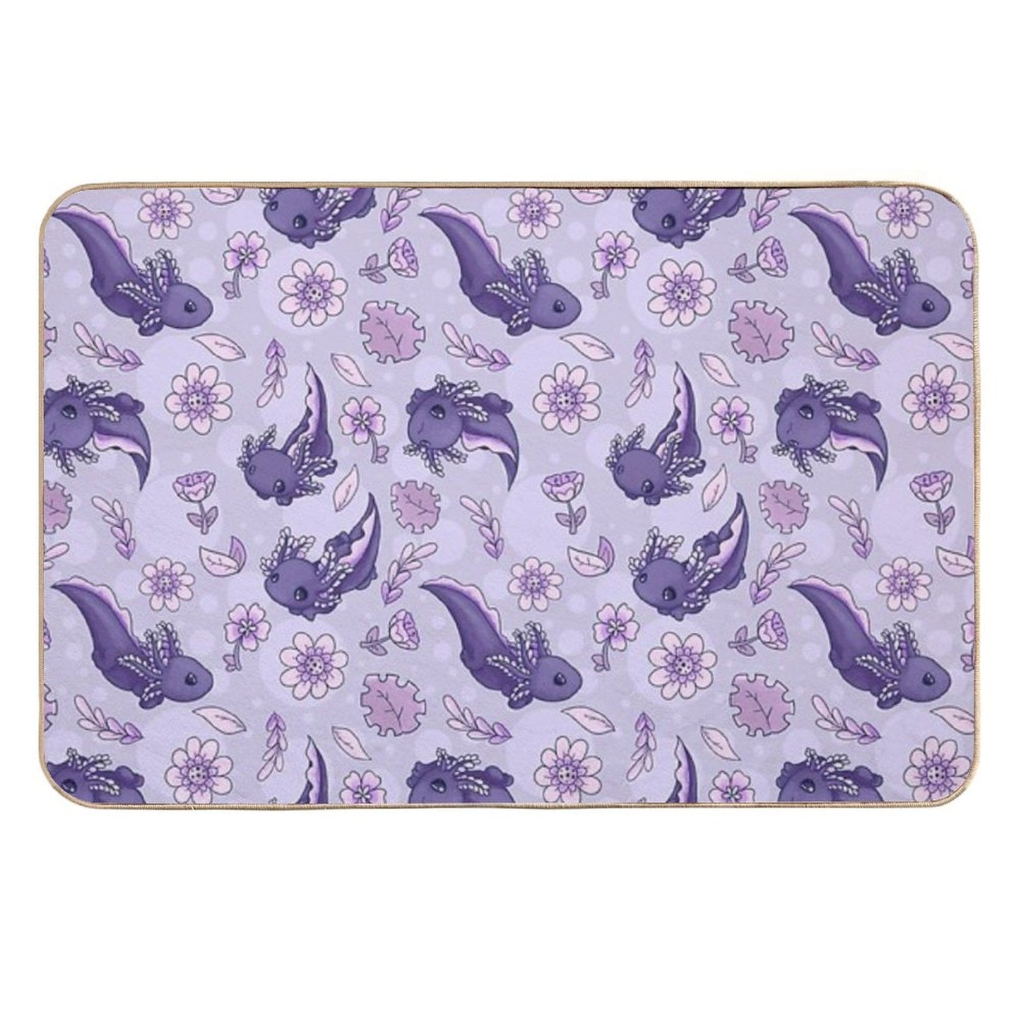 Floral Speckled Axolotl Pattern - Winter Edition  Absorbent Bath Mat