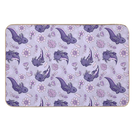 Floral Speckled Axolotl Pattern - Winter Edition  Absorbent Bath Mat