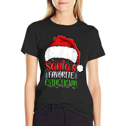 Santas Favorite Esthetician Funny Christmas Esthetician  Polyester Blend T-Shirt