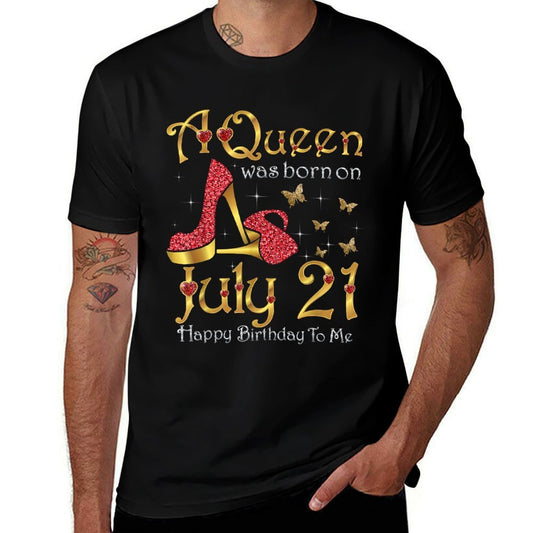 A Queen Was Born on July 21, 21st July Birthday  Graphic-printed T-Shirt