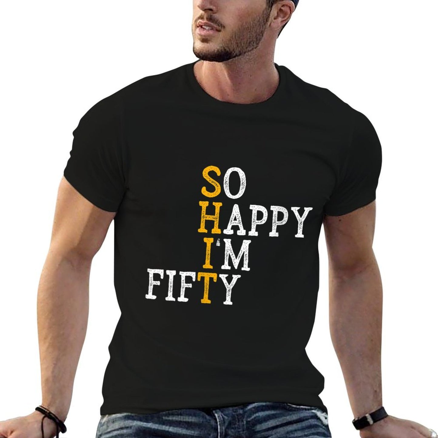 Womens So Happy I'm Fifty - 50 Years Old Funny 50th Birthday Gift  Polyester Blend T-Shirt