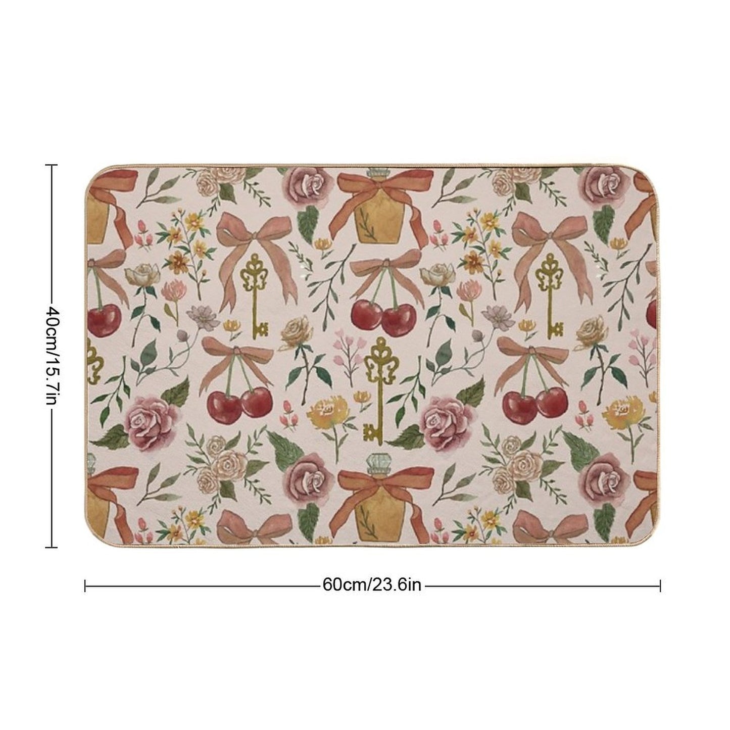 Bows, Flowers And Cherries Pattern  Multi-Purpose Bath Mat
