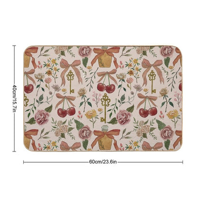 Bows, Flowers And Cherries Pattern  Multi-Purpose Bath Mat