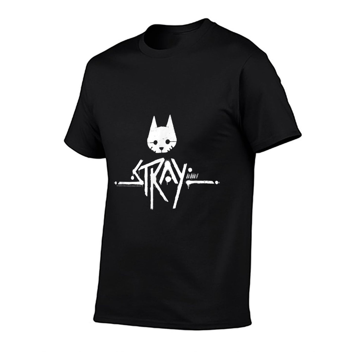 Stray Cat Head And Logo  Ribbed Collar T-Shirt