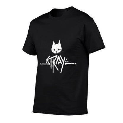 Stray Cat Head And Logo  Ribbed Collar T-Shirt