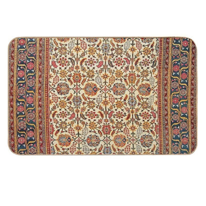 Antique Indian Rug Floral Nature Pattern Print  Pet-Safe Bath Mat