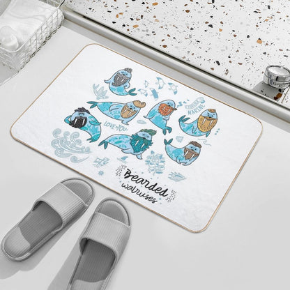 Bearded Walruses  Absorbent Bath Mat