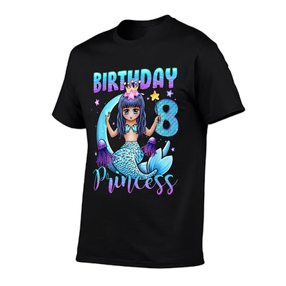 Mermaid Birthday Girl 8 Years Old Mermaid 8th Birthday Girls  High-quality Stitching T-Shirt