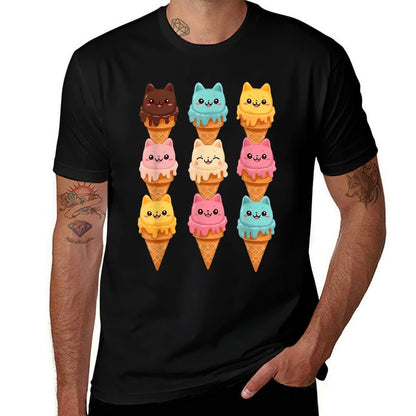 Ice Cream Cats Funny Cat Sweet Gelato Sherbet Kitty Lover  Versatile T-Shirt