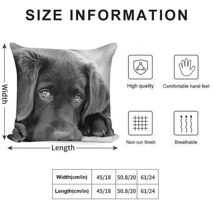 Black Lab Puppy - Chocolate Lab Puppy - Black & White Puppy Soft High-Density Material Throw Pillow