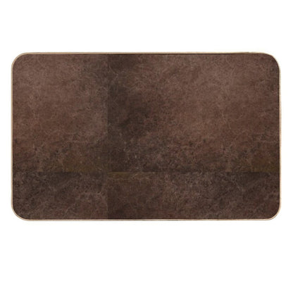 Dark Coffee Grounds Brown Marble Paint Swirl Design  Fade-Resistant Bath Mat
