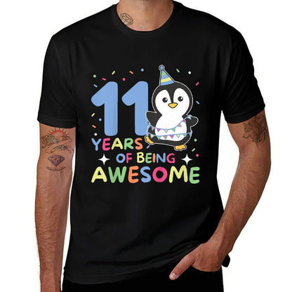 Kids Penguin For 11th Birthday For Children Eleven Years Old  Cotton T-Shirt
