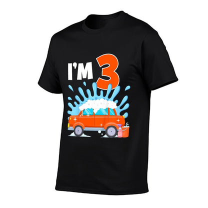 Kids Three Year Old Car Wash Theme Birthday Party Family Matching  Eco-friendly Material T-Shirt