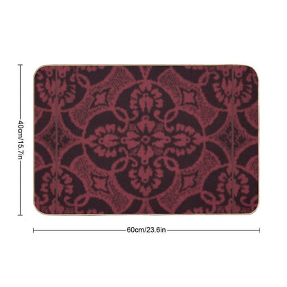 2023 Luscious Red Floral Pattern  Toxin-Free Bath Mat