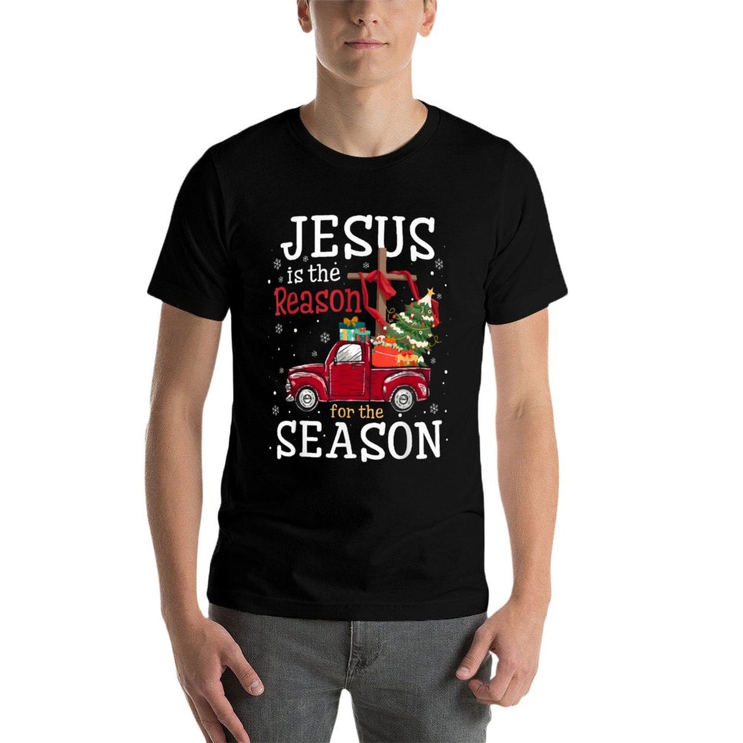 Jesus Is The Reason for The Season Christian Faith Christmas  Oversized Silhouette T-Shirt