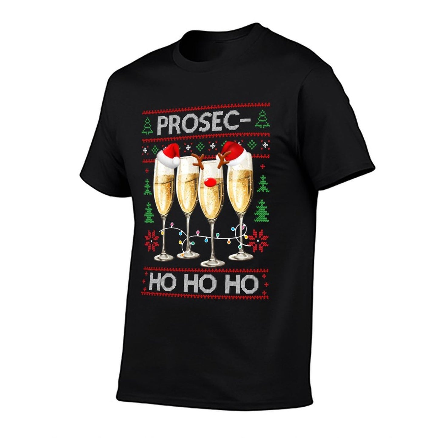 Funny Prosec Ho Ho Ho Christmas Prosecco Santa Hat Wine Sweatshirt  Quick-drying T-Shirt