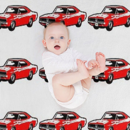 Red 1969 DC Muscle Car Wrinkle-free Throw Blanket